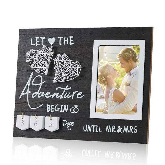 Inovayer Engagement Gifts for Couple, Wedding Countdown, Picture Frame - Valentine's Day Gift for Her & Fiance