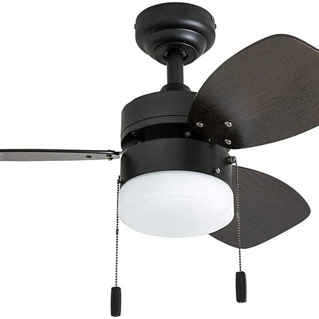 Honeywell Ceiling Fans 50602-01 Ocean Breeze Contemporary, 30” LED Frosted Light, Light Oak/Satin Nickel Finish Blades, Gilded Espresso