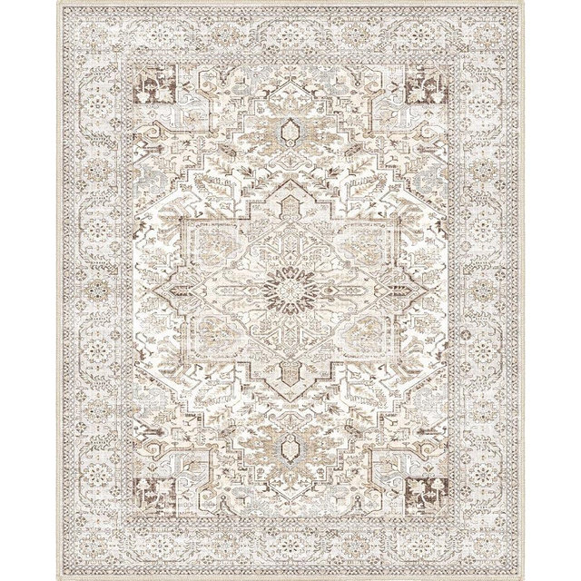 Fortsea 8x10 for Living Room Area Rugs, Large Machine Washable Non Slip Thin Carpet, Soft Indoor Luxury Vintage Distressed Carpets for Farmhouse Bedroom Home Office Clearance Carpet Area Rugs 8x10…