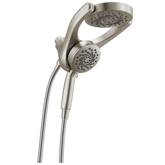Delta Faucet 5-Setting HydroRain 2-in-1 Dual Shower Head with ProClean Spray, Satin Nickel Round Shower Head with Hose, Hand Held Shower Head, Satin Nickel 75419SN