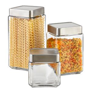 Set of Anchor Hocking Glass & Brushed Aluminum Canisters