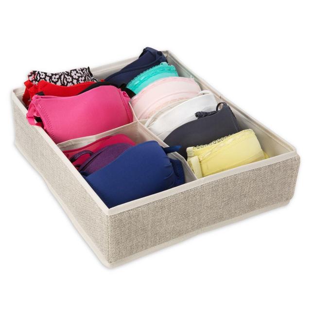 Simplify 4-Compartment Drawer Organizer in Beige