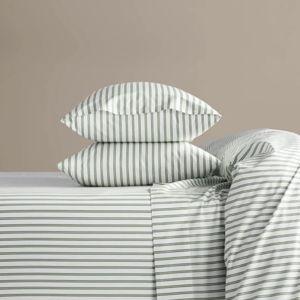 Luxe Sateen Core Sheet Set - Tandem Stripe in Fresh Moss