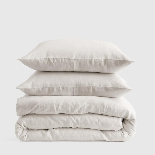 European Linen Duvet Cover Set in Sand Color - King/Cal King