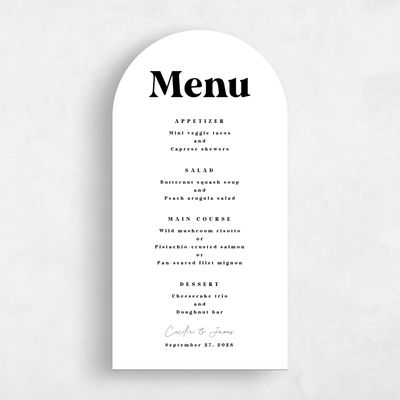 White Arch Wedding Menu - Bolduc Portrait
