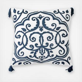 Indigo Dream Embroidered Throw Pillow