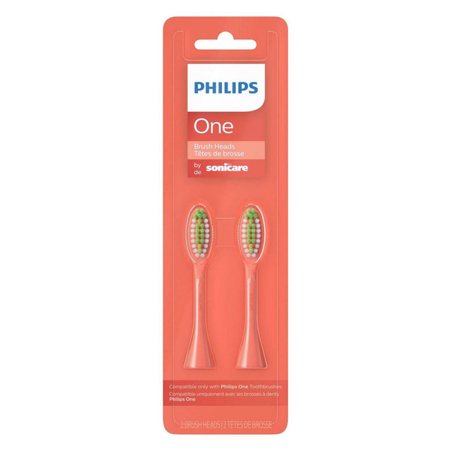 Philips One by Sonicare Replacement Electric Toothbrush Head - BH1022/01 - Coral - 2pk
