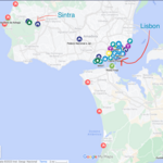 Interactive map of places to go and things to see and do in Lisbon and Sintra