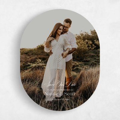White Oval Wedding Save the Date - Horto Photo