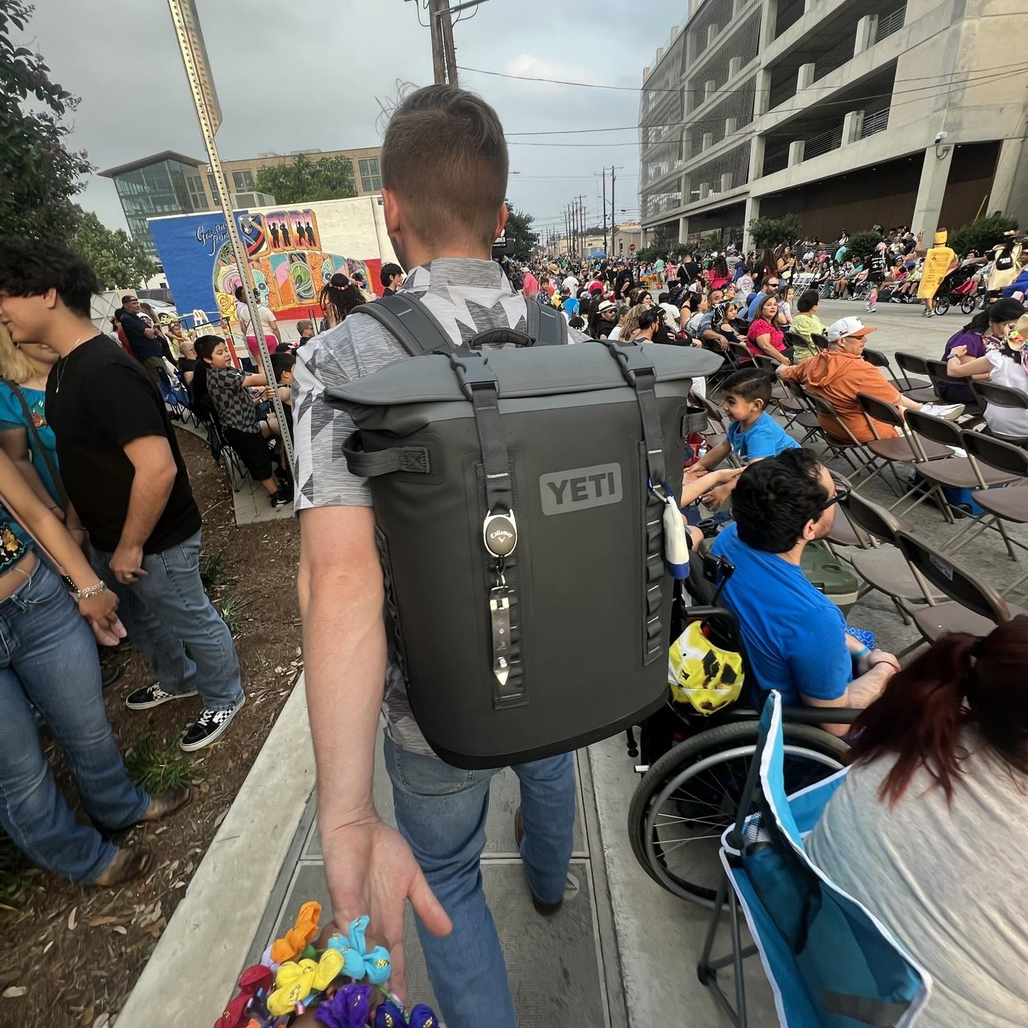Fiesta 2024. Daniel guiding me through the sea of people.