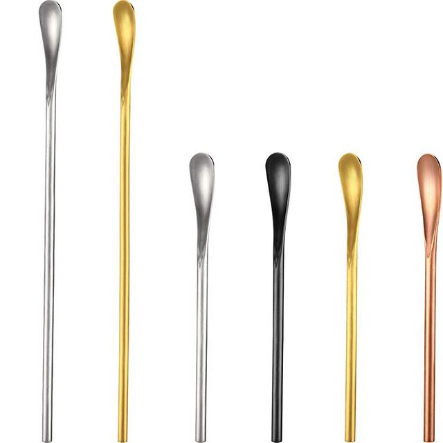 6 Pieces 304 Stainless Steel Coffee Stir Sticks Drink Stir Spoons Cocktail Tea Stirring Spoons Beverage Stirrer Spoons with 2 Long Handle and 4 Short Handle for Home, Kitchen, Office