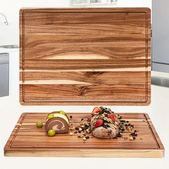 24 Inch XXL Countertop Cutting Boards, Extra Large Chopping Board for Kitchen, Butcher Block Carving Board for BBQ, Turkey, Meat, Large Charcuterie Board with Handles, Juice Groove