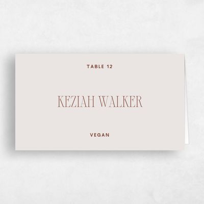Light Greige, Grey Wedding Place Card - Solange Vegan