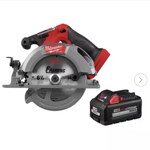 Milwaukee M18 FUEL 18V Lith-Ion Brushless Cordless 6-1/2 in. Circular Saw w/ (1) HIGH OUTPUT 6.0 Ah Battery 2833-20-48-11-1865