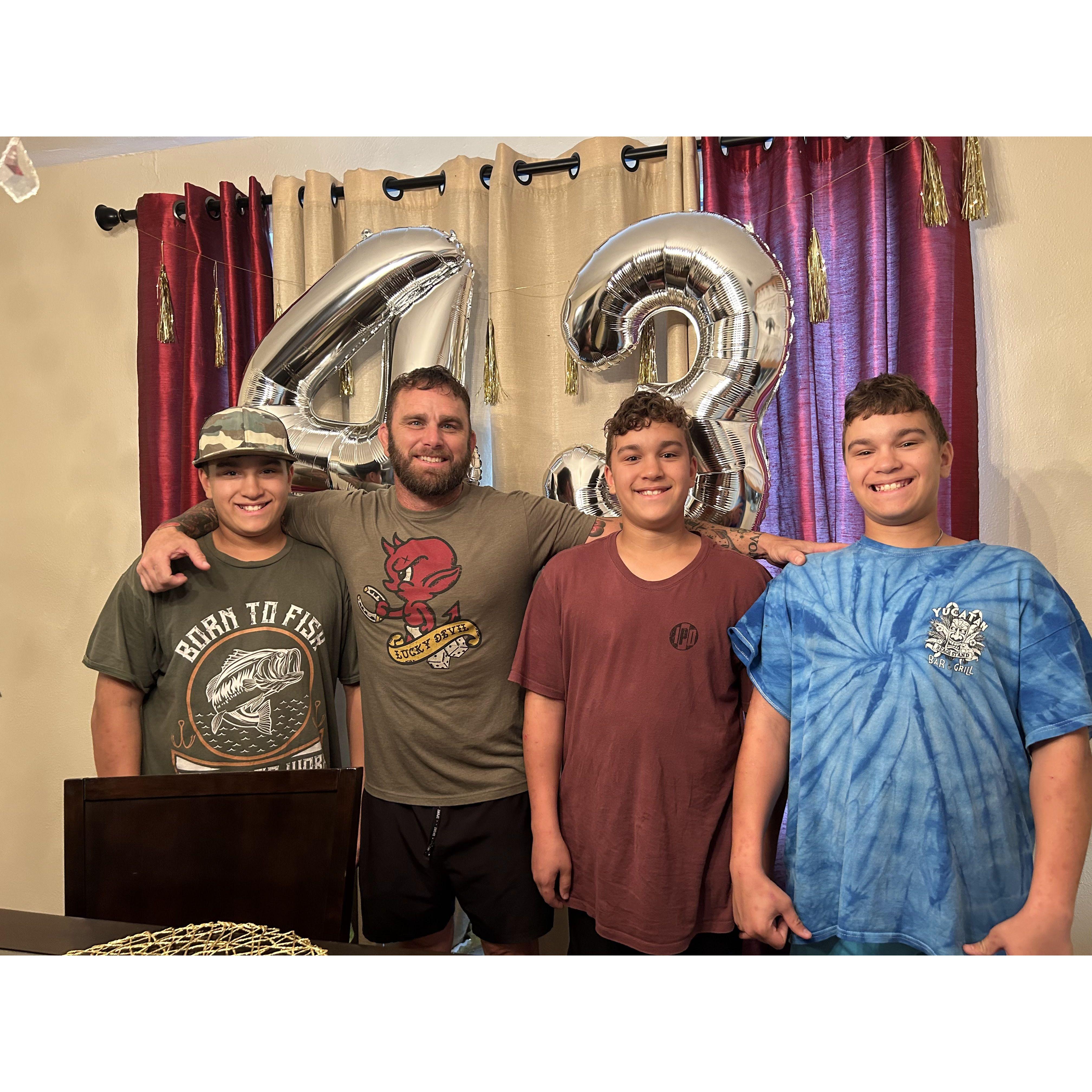 Jay's 43rd bday with the boys: Jax, Ace & Jet