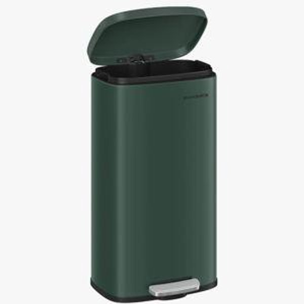 Stainless Steel Step On Fingerprint-resistant Trash Can with Back Handle - Retro Green, 8 Gal