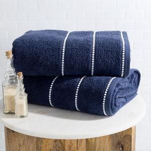 Hastings Home 2-Piece Navy/White Cotton Quick Dry Bath Towel Set (Bath Towels)