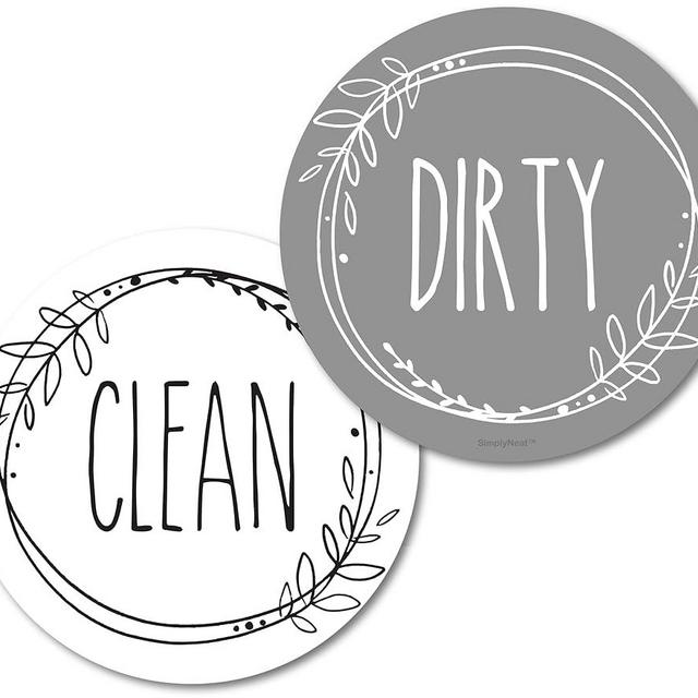 Dishwasher Magnet Clean Dirty Sign, Double-Sided Clean/Dirty for Stainless Steel Dish Washers, White & Gray Magnetic Home and Kitchen Gadgets or Accessories