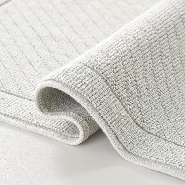 Arkwright 2 Piece 100% Cotton Bathroom Rug Set - High Absorbent Stylish Textured Woven Design Bath Mat, Slip Resistant Backing for Shower and Bathtub Floor, 17x24 & 20x32 in - Grey