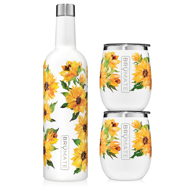 Winesulator + 2 Uncork'd XL Wine Tumblers/Lids | Sun Flower (LIMITED EDITION) V2.0