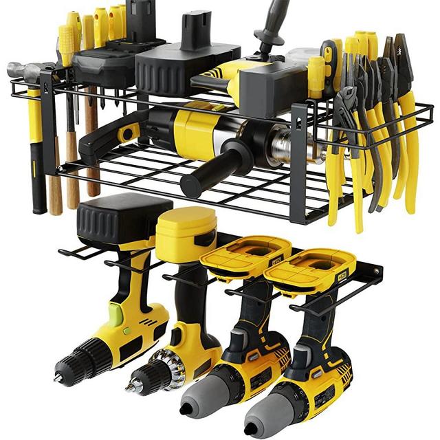 Power Tool Organizer, Metal Wall-Mounted Drill Holder, Storage Rack for Cordless Drill, Tool Organizers and Storage, Heavy Duty & Removable Design, Perfect for Father's Day