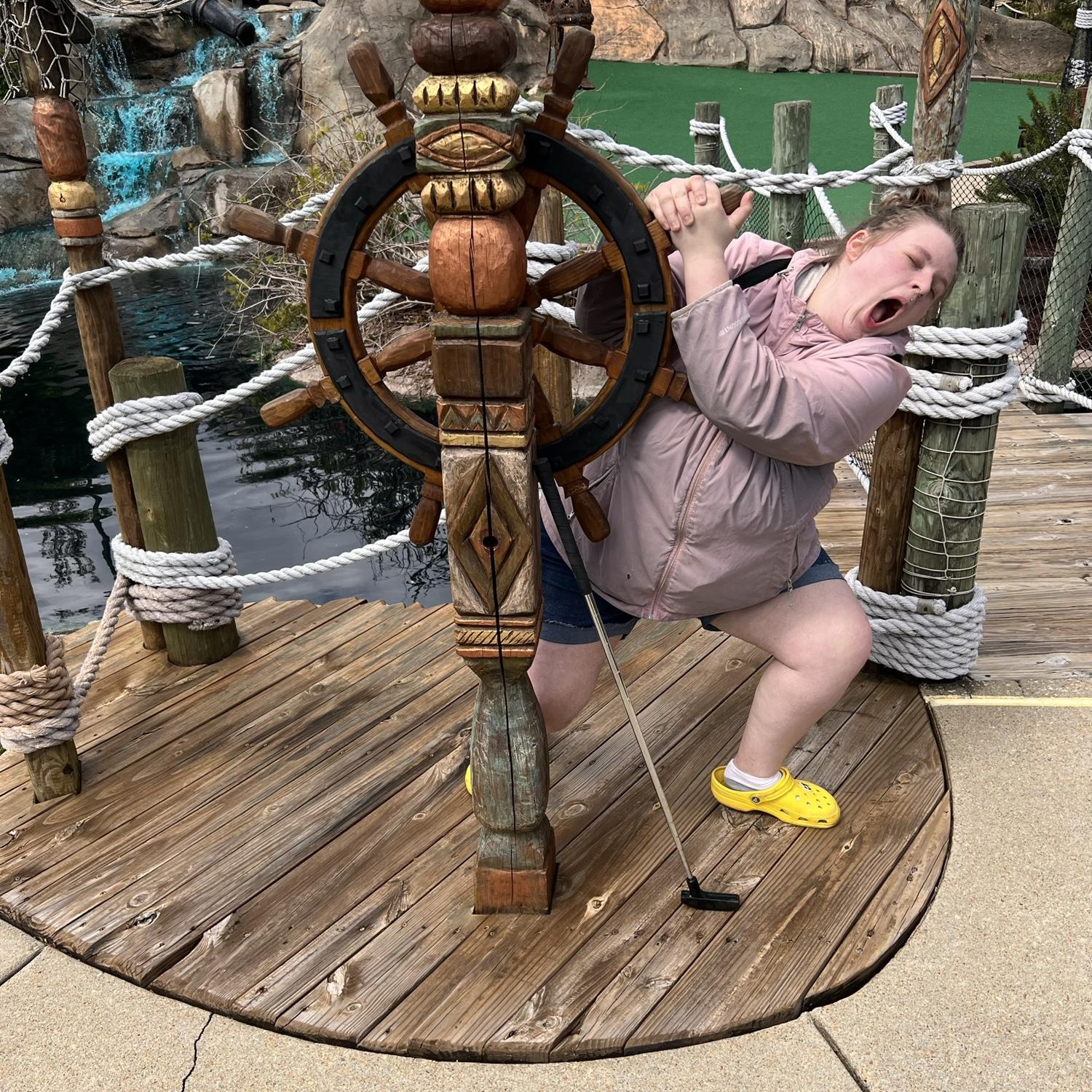 Our va trip, putt putt with Jennis brother.