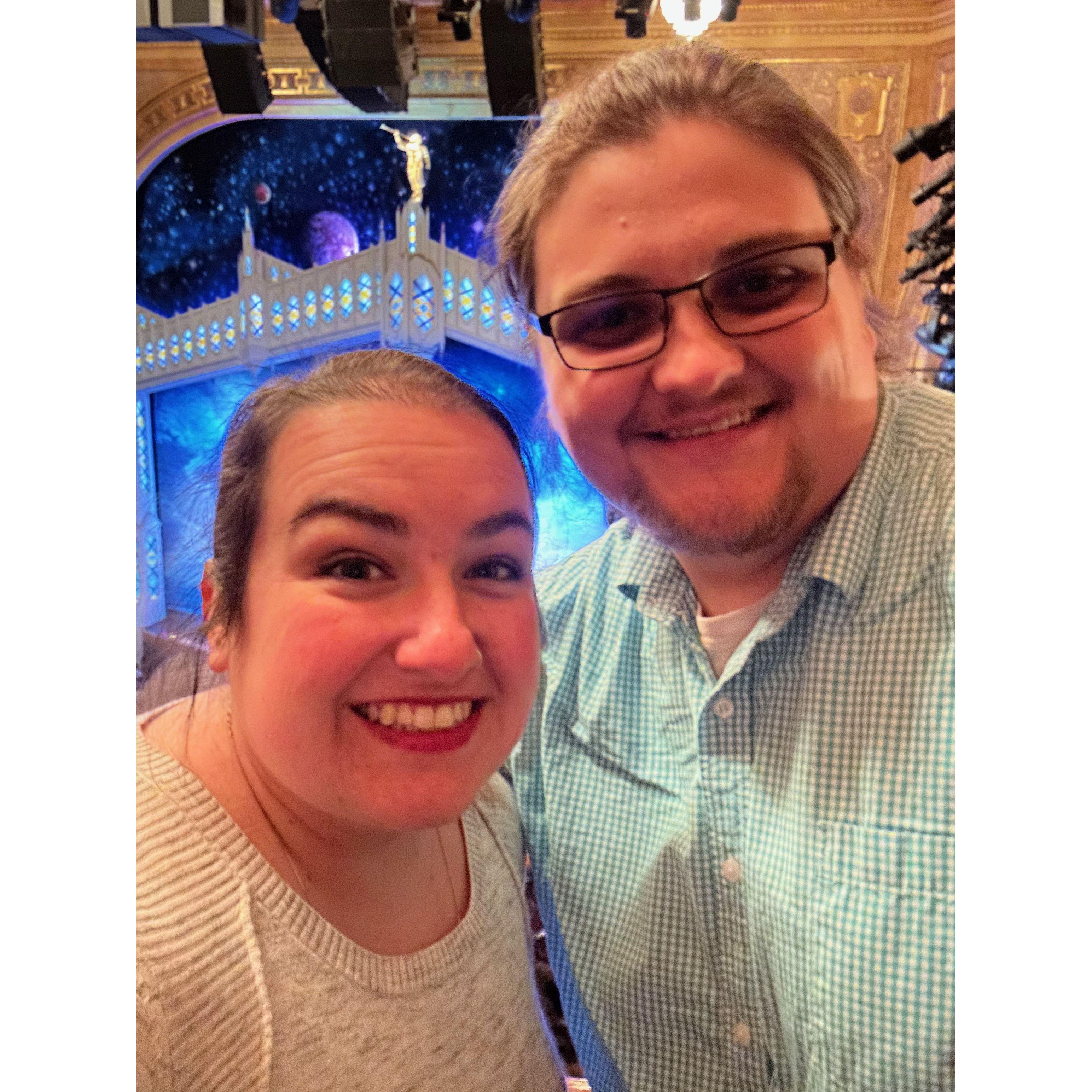 Getting ready to watch The Book of Mormon - our first show together