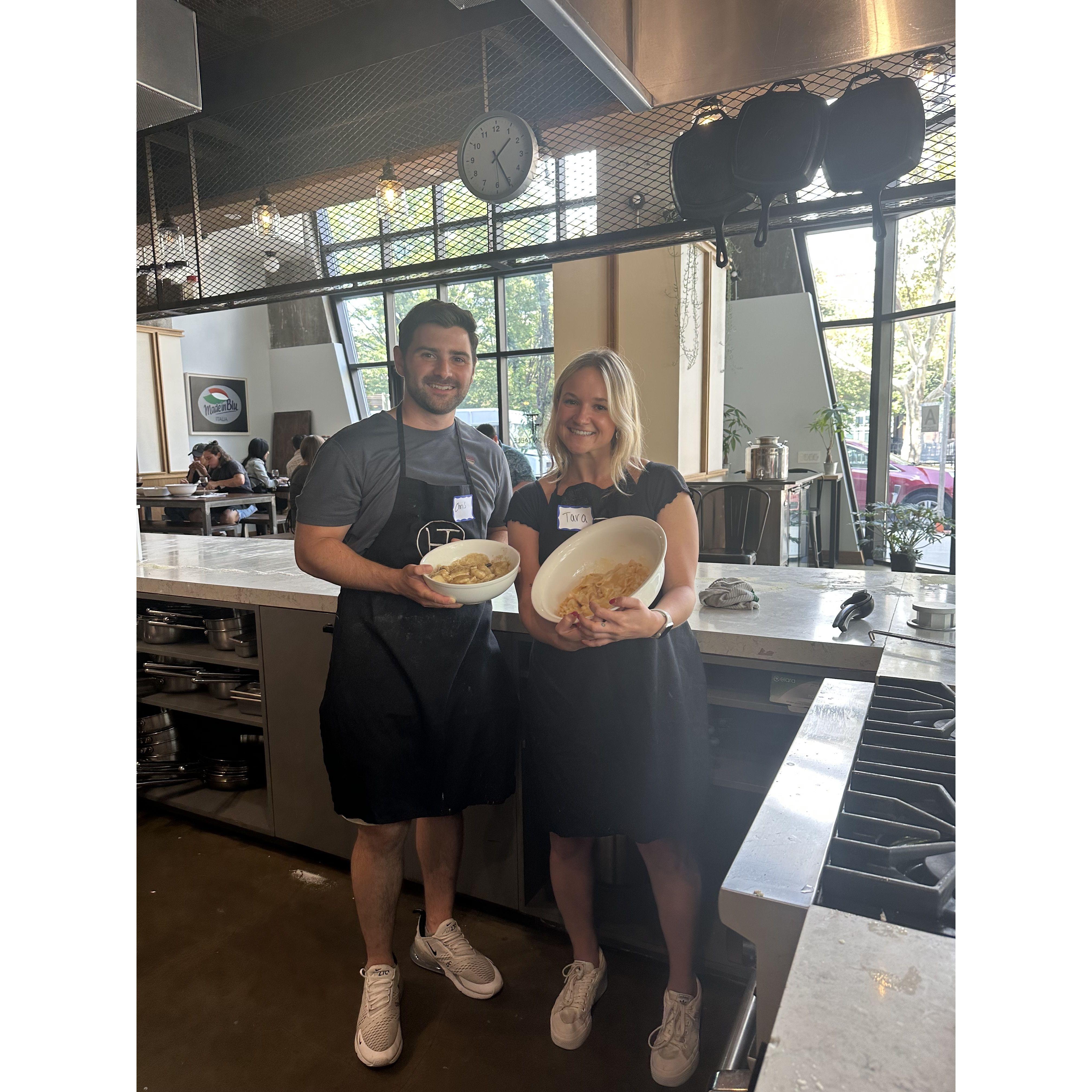 Celebrated our 6 month anniversary making pasta at Hudson Table. August 2023, Williamsburg, Brooklyn.