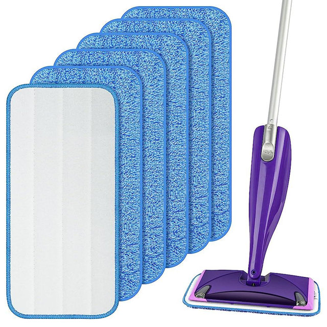 Reusable Mop Refills Pads Compatible with Swiffer Wet Jet Mops, Wet Jet Pads Refills Reusable Pads Washable Mop Refill Pads Wet Pads for Floor Cleaning Wet Dry Use(6 Pack)