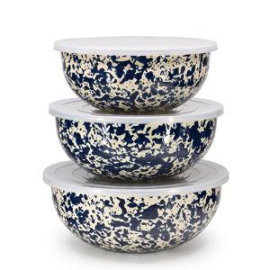 Splatter Covered Multi-Purpose Bowl Set - Navy & Cream