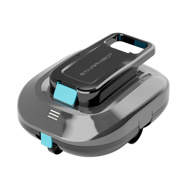 STARRYBOT Cordless Robotic Pool Cleaner with Dual high-Efficiency Motors Delivers Strong Suction, Smart Self-Parking,Smart LED Indicator,Pool Vacuum for Above-Ground Flat Pool up to 900 Sq.ft(Gray)