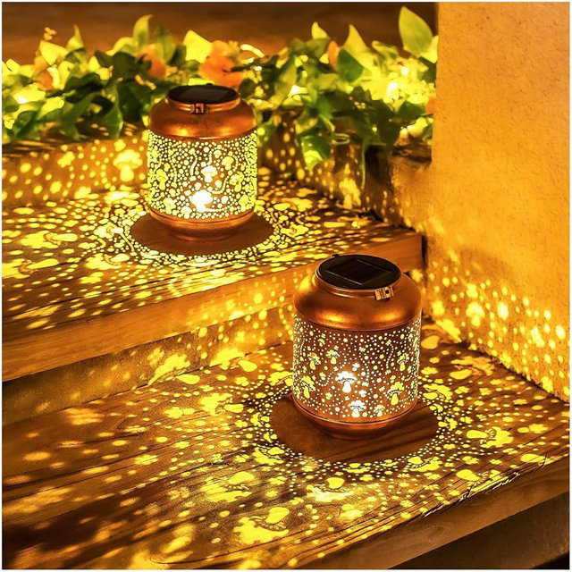 2 Pack Mushroom Solar Lanterns Outdoor Waterproof Hanging Solar Lights Mushroom Gifts for Women Men Mom Metal Decorative LED Outdoor Lanterns for Patio,Lawn, Landscape, Garden Decor, Yard Decoration