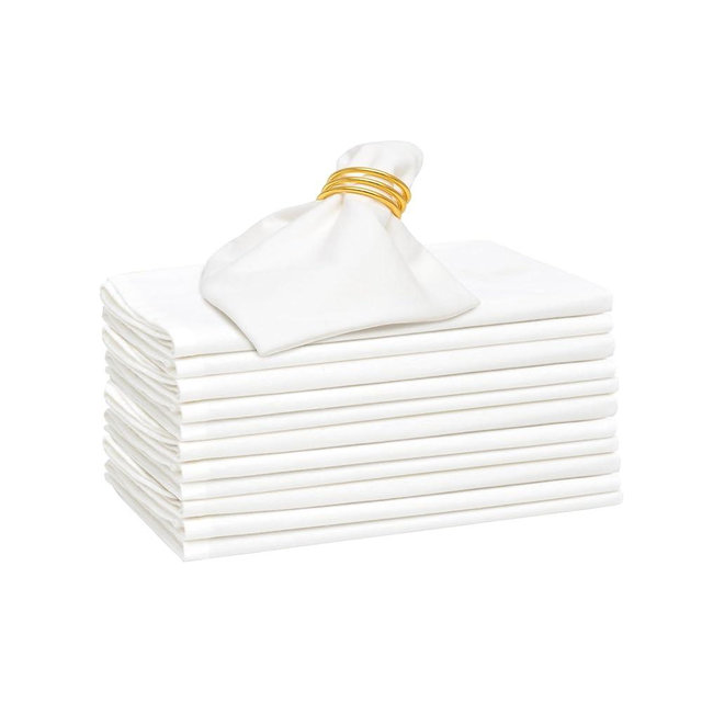 Reusable White Cloth Napkins - 12 Pack, 100% Cotton, 18”x18”, Washable White Cotton Napkins - Customizable, Personalizable and Easy to Embroider, Dye and Print (12 Pack)
