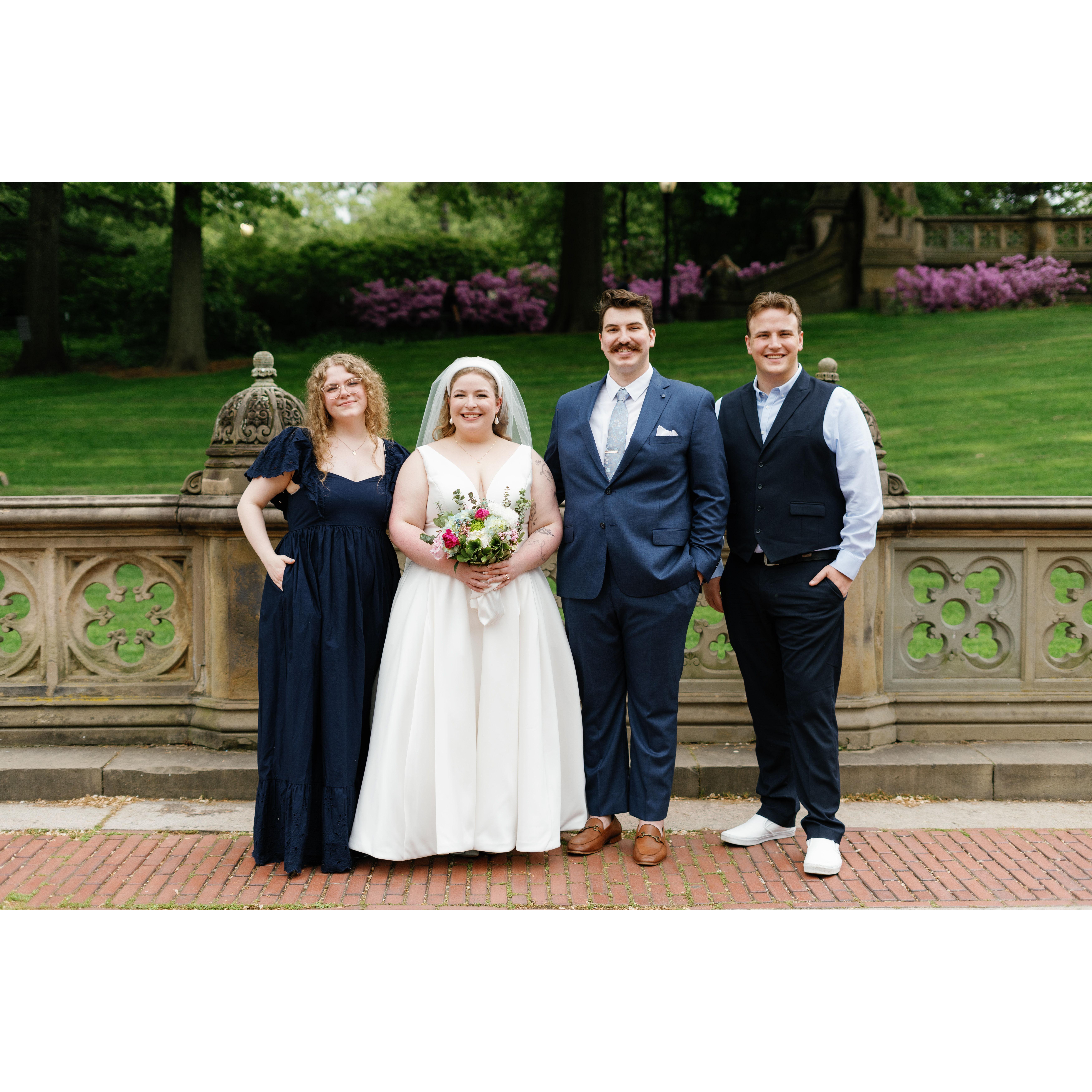 Officiant, Bride and Groom, and the Man of Honor