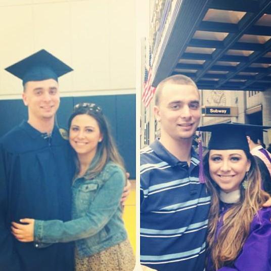 Celebrating two graduations in two days 500 miles apart. We always made it a point to be there for each other's big milestone moments.