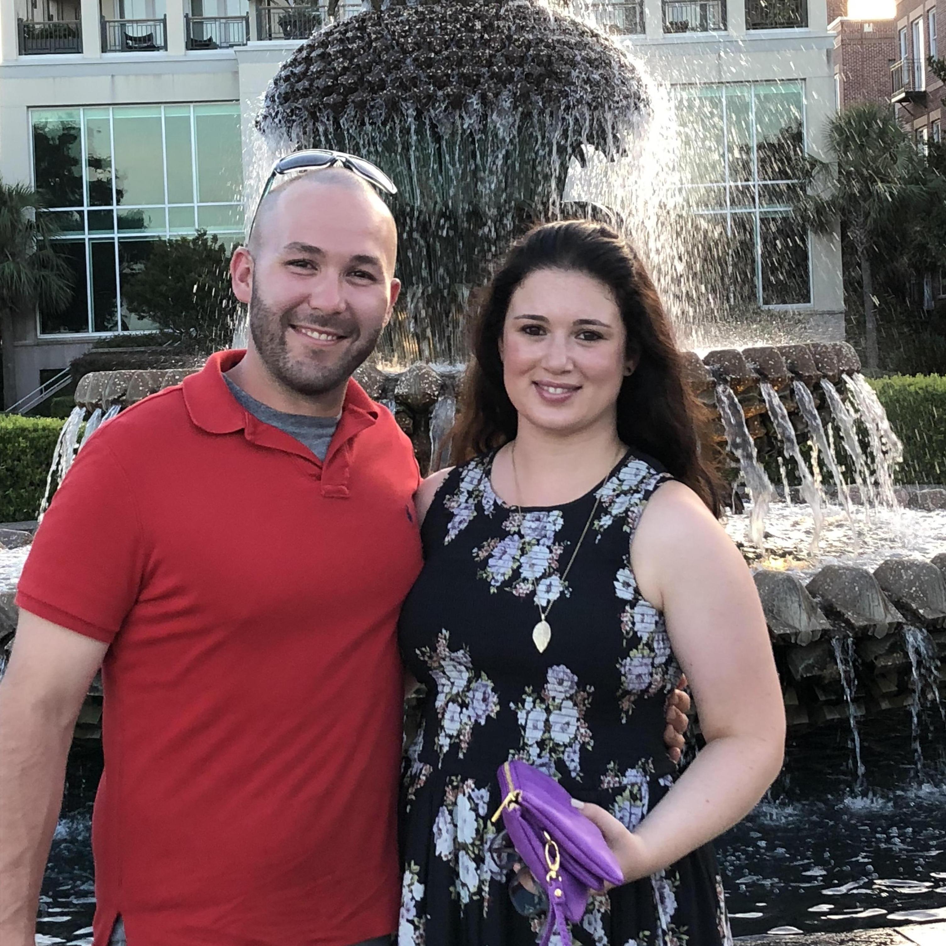In front of the Pineapple Fountain in Charleston, SC!
