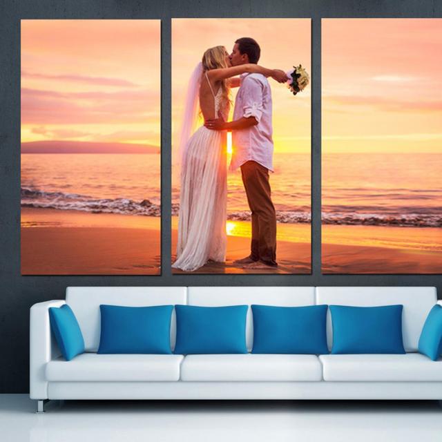 3 Panel Canvas Split Wedding Anniversary Gift for Couples from Photos Print on Canvas, 3 Panels Canvas Wall Art,Room Decoration Photo gift