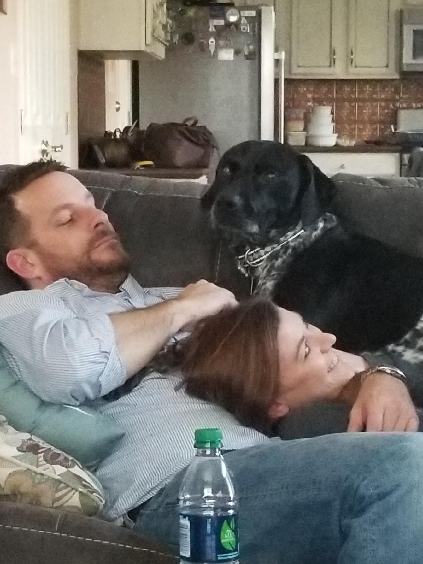 cuddle time is constantly interrupted by Blair
