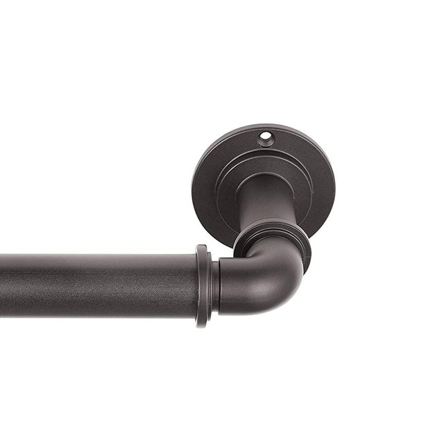 MODE Industrial Room Darkening Decorative Curtain Rod Set - 72 to 144 in, Dark Brown