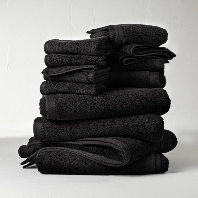12pc Organic Bath Towel Set Black - Casaluna™