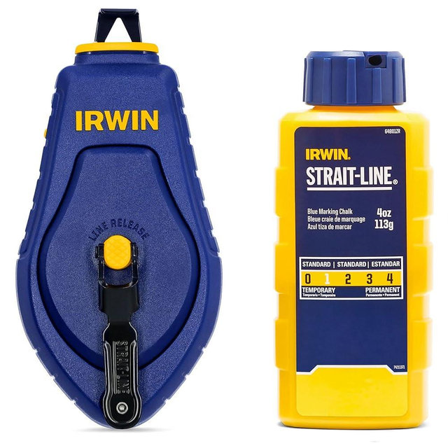 IRWIN Tools STRAIT-LINE COMPACT Chalk Reel, with Blue Chalk, 30 ft. (IWHT48440BC)