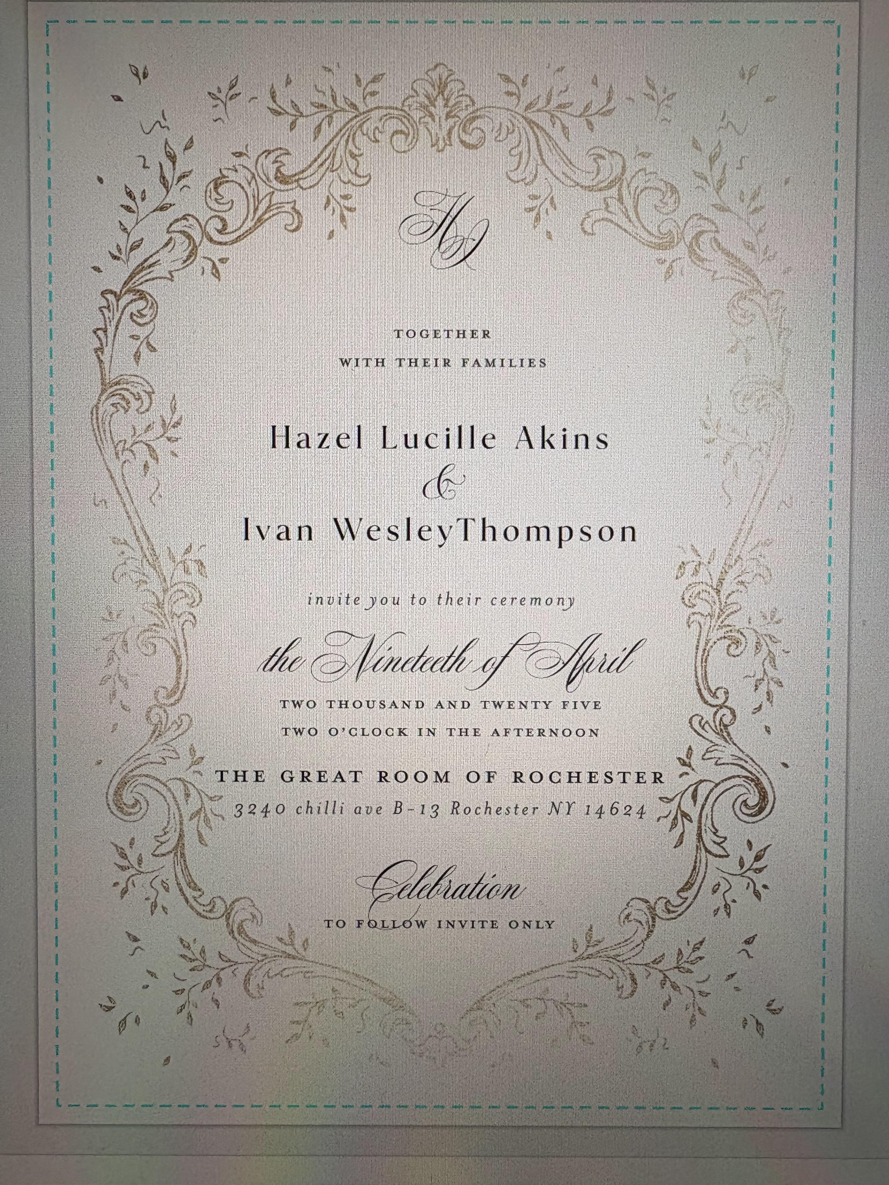 The Wedding Website of Ivan Wesley Thompson and Hazel Lucille Akins