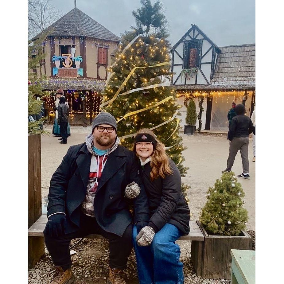 We went to the Ohio Renaissance Christmas Village with both of our families—it was a very fun and memorable night!