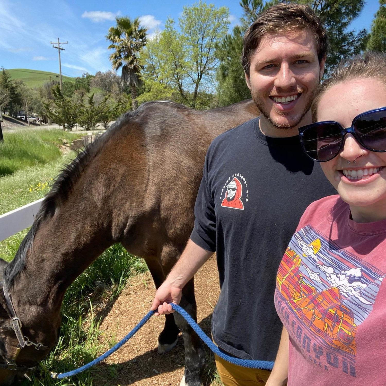 Sharing Jen's love of horses with Patrick.
