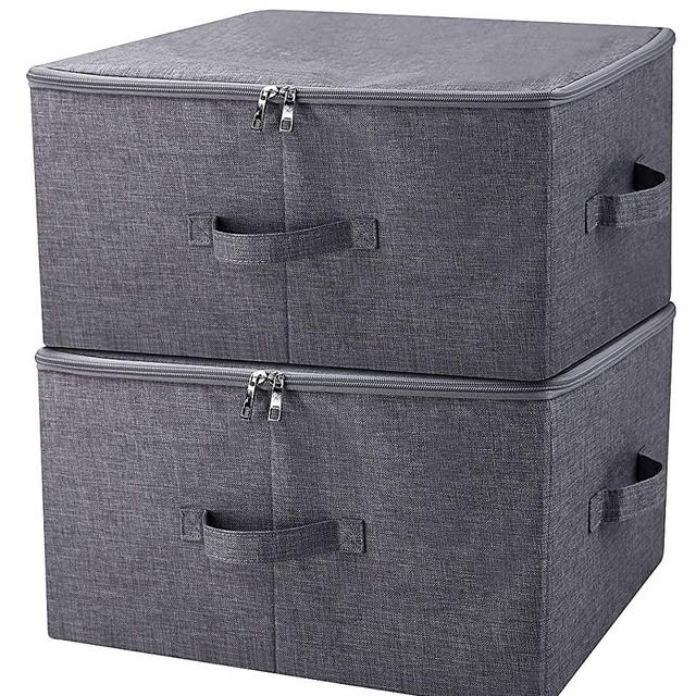 iwill CREATE PRO Fabric Garment Storage Box with Zip Lid for Wardrobe, Black Gray