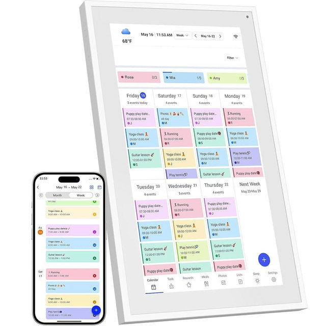 Canupdog Digital Calendar, 21.5 Inch Wall Planner Digital Calendar & Chore Chart, IPS HD Touchscreen Interactive Display for Family Schedules, Streamline Household Organization, Wall Mount Included