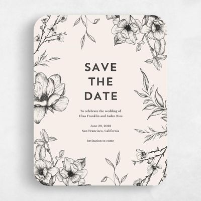 Beige Rounded Wedding Save the Date - Birkenfeld Bloom