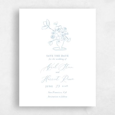 Dusty Blue Wedding Save the Date - Keole Portrait