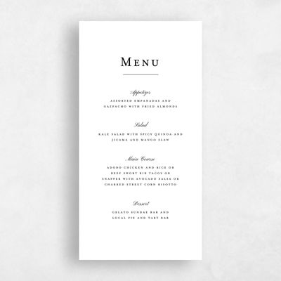 White Wedding Menu - Lucca