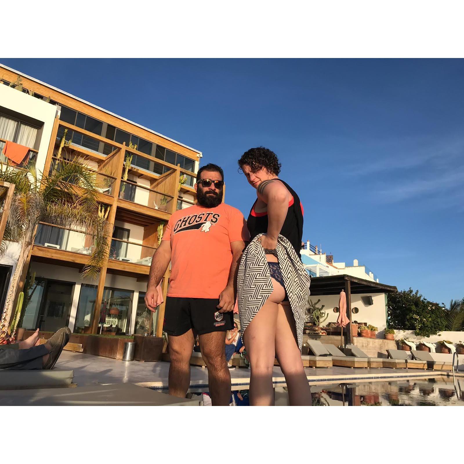 This is honestly our first ever couple's picture. Liz lured Alex to join a surf trip in Morocco where he almost died from food poisoning.